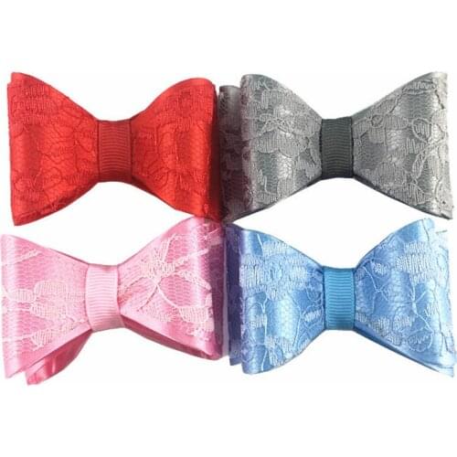 20PCS/LOT, PVC Hair Bow Lace Covered Plastic Hard Bow Knot Fashion Headwear Decoration Accessories