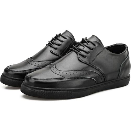 2021 Korean Version Brand Fashion Casual Shoes Men Leather Shoes Men 's With Internal Elevation Shoes Mens Flat-bottomed Shoes