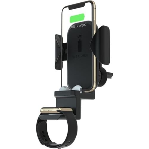 3 in 1 Automatic Clamping Car Wireless Charger 10W Quick Charge for Iphone 11 Pro XR XS for Apple Watch 5 4 Airpods Phone Holder