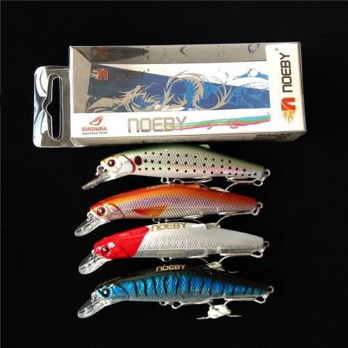 NOEBY 4pcs Minnow Fishing Lure Hard Bait Wobblers 80mm 25g Sinking Super Laser Effect Japan Hooks Minnow Lures Multicolor