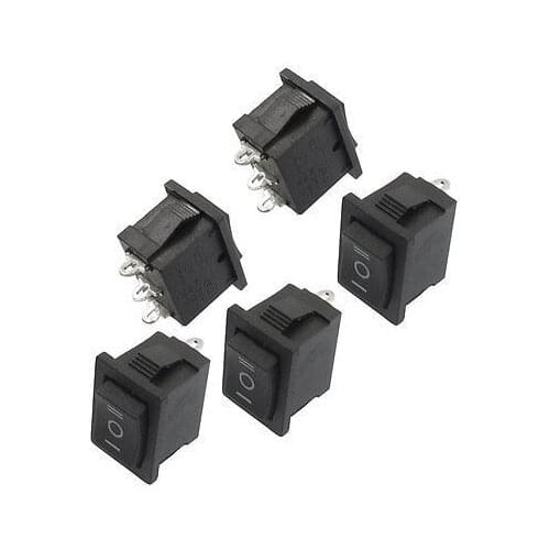 Free shipping!5 x 19mmx12mm AC 6A/250V 10A/125V 3P SPDT Black On/Off/On Boat Rocker Switch