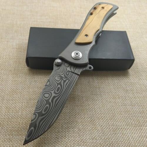 8.1'' Tactical Folding Blade Knife Hunting Damascus Survival Combat Pocket Knife Multi Knives Camping Outdoor Knives Rescue Tool