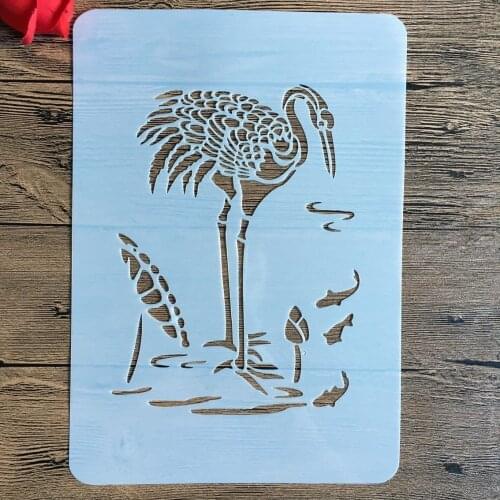A4 29 * 21cm Red-crowned crane DIY Stencils Wall Painting Scrapbook Coloring Embossing Album Decorative Paper Card Template,wall