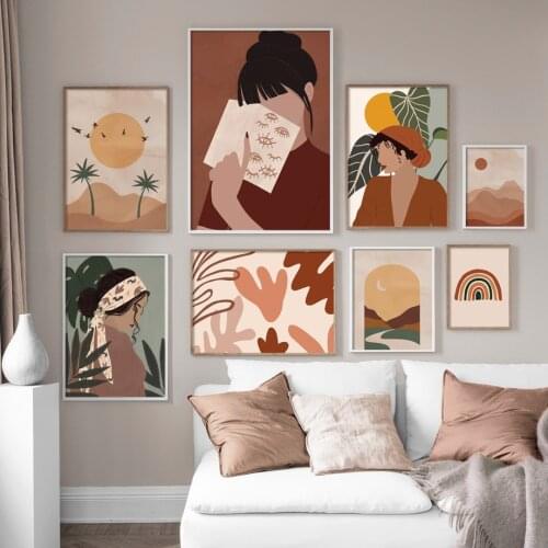 Abstract Girl Book Landscape illustration Wall Art Canvas Painting Nordic Posters And Prints Wall Pictures For Living Room Decor