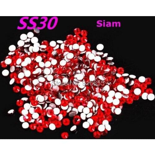 Free Shipping 288pcs/Lot SS30(6.3-6.5mm) Siam Flat Back Non Hotfix Rhinestones Nail Art Rhinestones Beads Craft DIY