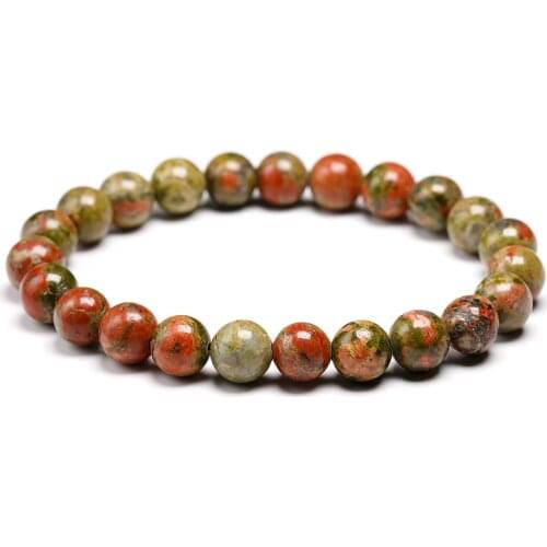 Natural Unakite Stone Bracelets For Women Yoga Mala Beads Healing Jewelry Men Bracelet