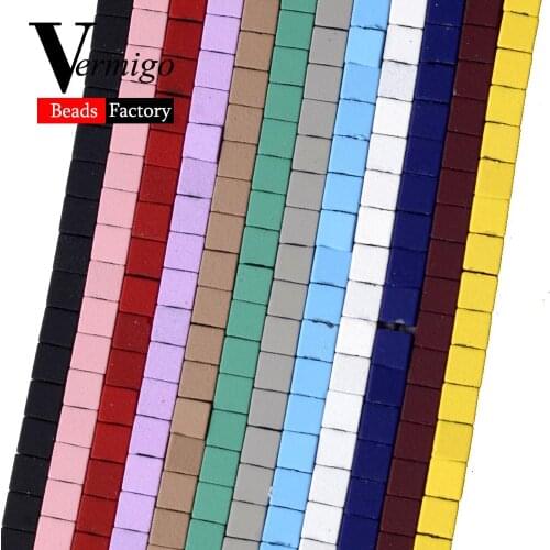 Natural Stone Square Purple Nanotech Rubber Hematite Beads For Jewelry Making 6*6mm 90pcs Loose Beads Diy Bracelet Necklace 15