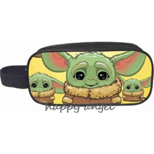 Pencil Case Cartoon Mandalorian Baby Yoda Pattern Students Stationery Box 3D Prints Childrens School Pen Bags Girls Beautician