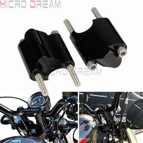 Black CNC 1" Handlebar Bar Riser 2" Rise Heighten Block Extension Kit for Harley Sportster XL 1200 XL1200X Forty-Eight 2010-2020