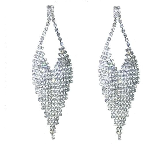 Dollybling 2020 Earrings Fashion Shiny Rhinestone Fringe Earrings Ladies' Luxurious Brides Accessories Jewelry Silver 180517-31
