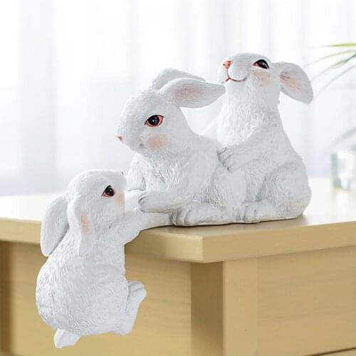 European Resin Rabbit Decoration Ornaments Office Home Desktop Figurines Crafts TV Cabinet Hotel Table Sculpture Furnishing Art