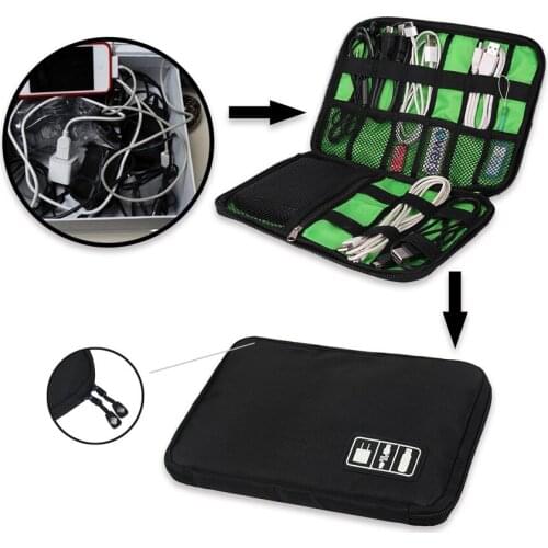 Outdoor Travel Kit Waterproof Nylon Cable Holder Bag Electronic Accessories USB Drive Storage Case Camping Hiking Organizer Bag