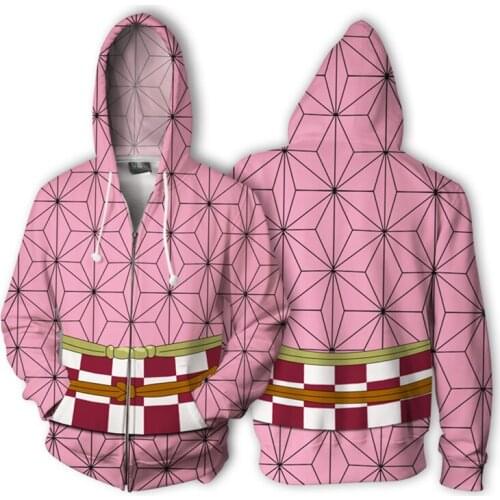 Demon Slayer Cosplay Costumes Kamado Tanjirou Nezuko Sweatshirt Tomioka Giyuu Hoodies Agatsuma Zenitsu Jacket Coat