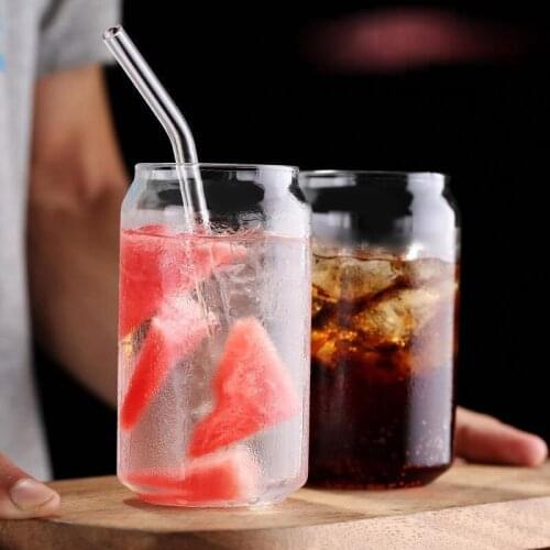 Creative Glass Cup Coffee Mug Milk Tea Cans Beer Cocktail Cold Drink Juice Cup High Borosilicate Glass Durable Bar Accessories