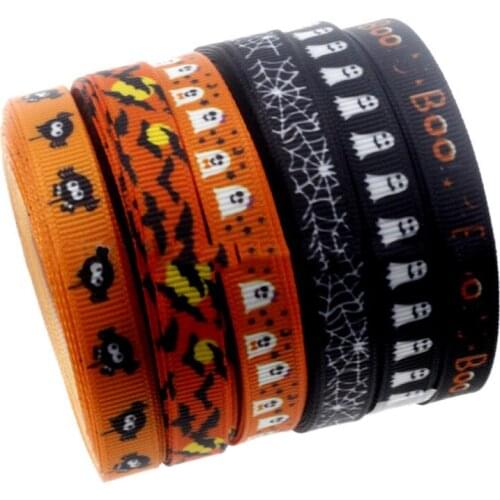 10Yards 9mm Halloween Pattern Ribbon Materials DIY Festival Gift Wrapping Ribbons Decoration
