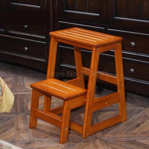 Solid wood stair stool children step stool home folding wooden ladder multifunctional creative kitchen step stool