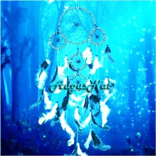 Dream catcher diamond painting full round feather ring wall art decor 5d diy diamond dots kit mosaic paint by number canvas gift