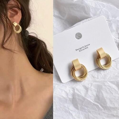 Copper Stud Earrings for Women Circle Geometric Simple Elegant Women Earrings Jewelry Accessories Wholesale