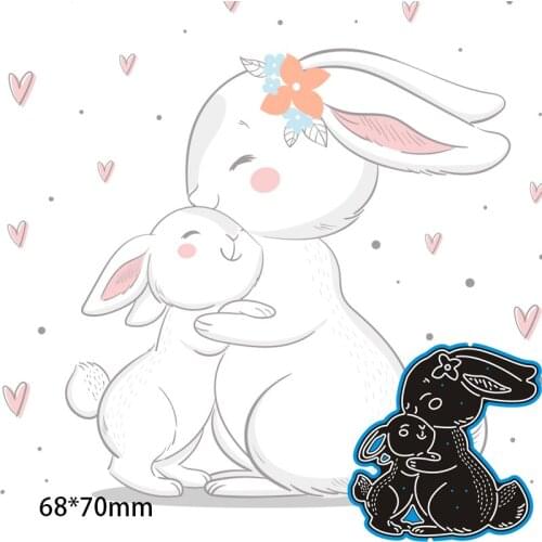 Metal Cutting Dies THE RABBIT MOTHER AND BABY New for decor card DIY Scrapbooking stencil Paper Album template Dies 68*70mm