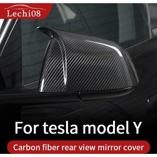 Trim For Tesla model Y accessories/car model y carbon accessoires real carbon fiber Rear view mirror cover