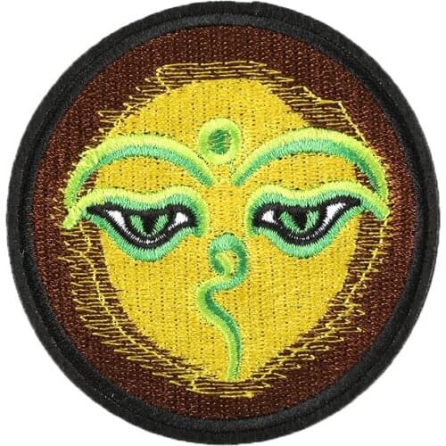 Peace Love Nepal Eyes of Buddha Iron on Patch Mysterious Asia Religion Faith Totem Emblem Badge for DIY Clothing Cap