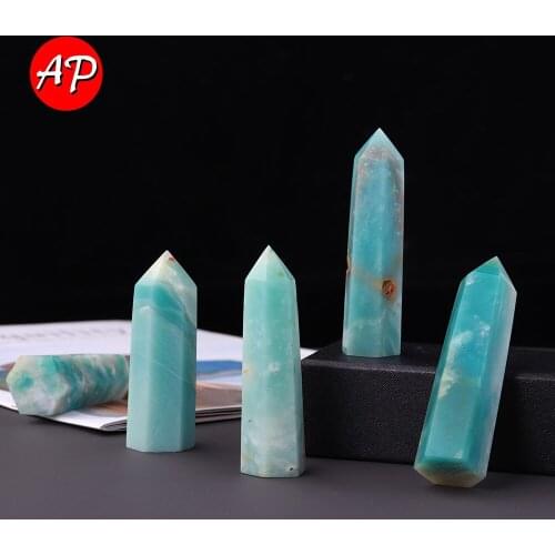 1pc Natural Sky Blue Quartz Point Amazonite Crystal Point Health Energy Stone Stele Mineral Collection Home Decorate