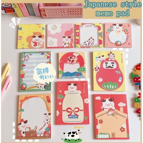 Yisuremia New 50 Sheets Kawaii Cute Cattle Memo Pad Japanese To Do List Decorative Notepads Paperlaria School Office Stationery
