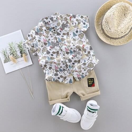 New Toddler Boy Clothing Summer Print Set Children Clothing Short Sleeve Shirt Suit For Baby Boys Suit For Kids Clothes