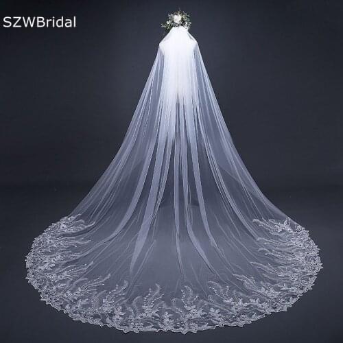 New Arrival One Layer Bridal Veil Ivory Lace Applique Wedding Veils Veu de noiva Cheap Wedding accessories Sposa voile