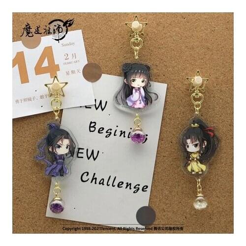 NEW Grandmaster of Demonic Cultivation Crystal Glass Ball Keychain Anime MDZS Lan Wangji Wei Wuxian Acrylic Pendant Keyring Toy