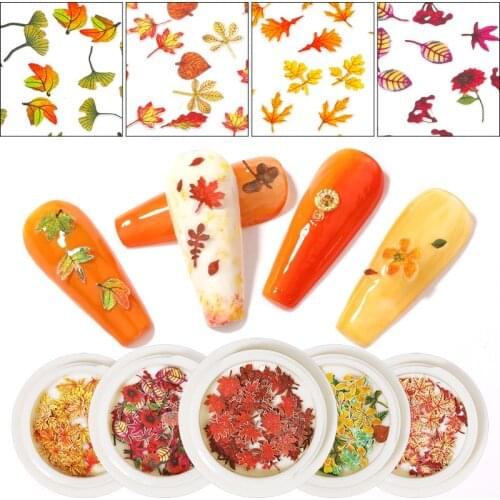 New Maple Leaf Nail Art Wood Pulp Paper 3D Color Simulation Leaf Ultra-thin Wood Pulp Sheet DIY Nail Art Decoration Accessories