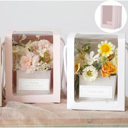 Transparent Window Flower Box Portable Folding Pvc Flower Box Large Bouquet Biscuit Dessert Gift Box Packaging Box