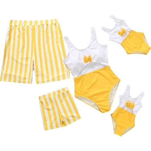 Family Matching Swimwear One Piece Mother Daughter Swimsuit Bathing Suit Women Men Kids Son Girl Swimwear