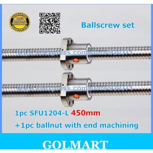 Ballscrew RM1204 L 450mm with end machining Single Ball nut for CNC