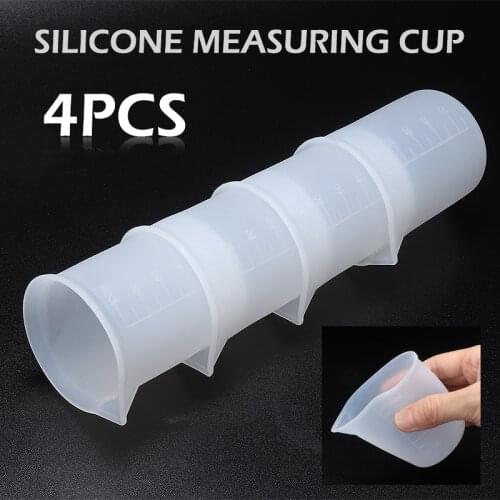 4Pcs Silicone Measuring Cups Mixing Cups UV Resin Mold DIY Casting Jewelry Making Tools