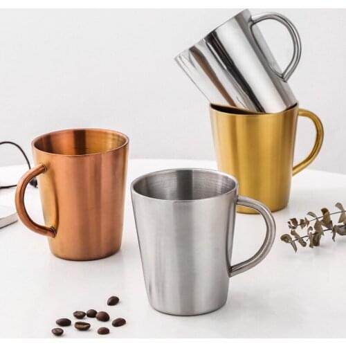 Stainless steel double insulation drop proof glass with handle beer glass heat insulation household coffee mug drop proof cup
