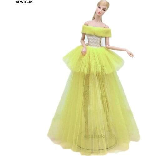 Yellow Multi-layer Wedding Dresses For Barbie Clothes Fashion Doll Outfits Dress 1/6 BJD Dolls Accessories Kids Toys