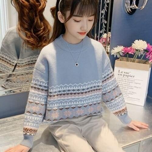 Girls Sweater Kids Babys Coat Outwear 2021 Cool Plus Velvet Thicken Warm Winter Autumn Knitting Tops Cotton Childrens Clothing
