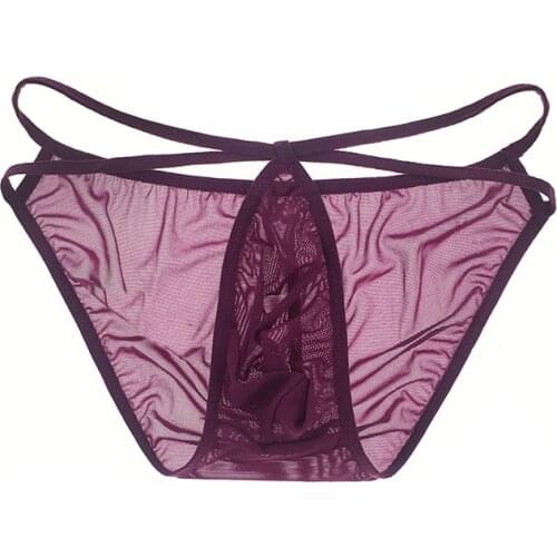 Ultra-thin Transparent Mesh Mens Panties Stretch Sexy Low Waist Mens Underwear Briefs Exotic Jockstraps