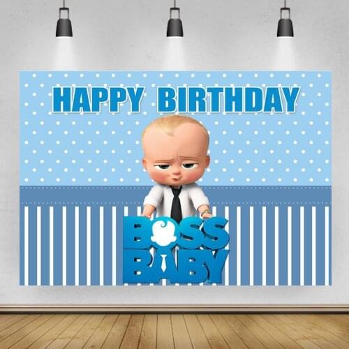 Blue Theme Baby Boy Boss Photography Backdrop Baby Shower 1st Birthday Party Backdrop For Photo Studio Vinyl Photocall