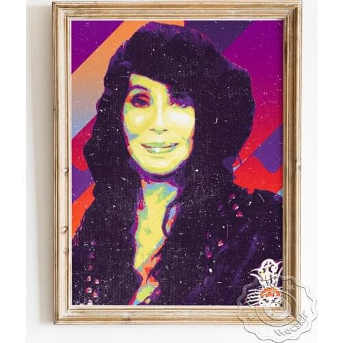Singer Cher Vintage Chic Poster, Fans Collection Star Prints Wall Stickers, Elegance Woman Portrait Canvas Painting Wall Decor