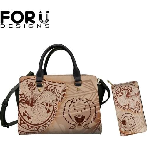 FORUDESIGNS Brand Bags for Women Pohnpei Tribal Polynesian Hibiscus Printed Lady Party Totes Bags With Purse Messenger Sac Mujer