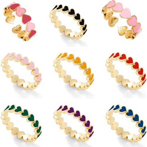 Retro Color Love Metal Opening Adjustable Ring Geometric Ins Wind Womens Electroplating Ring