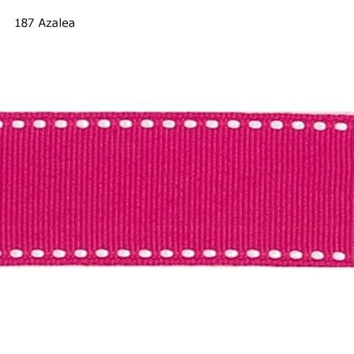 1/2" inch (13mm) White saddle stitched Azalea grosgrain ribbon