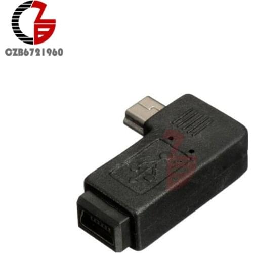 1Pair Mini 5 Pin Male to Female Micro USB Adapter Converter Plug Right Angle Micro USB Connector Black