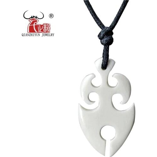 GX026 New Zealand Maori jewelry handmade yak bone Koru pendant Primitive tribes totem amulet Hawaii pendant for surfing