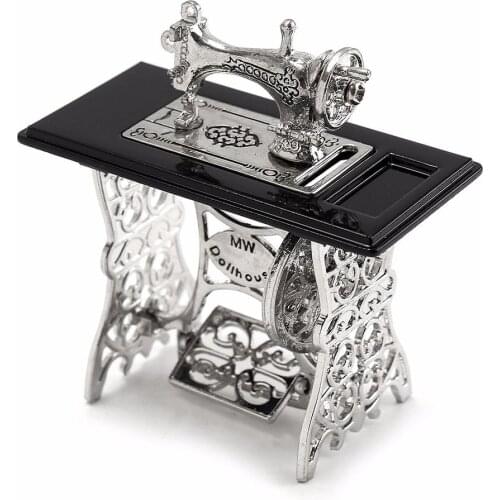 1pcs Mini Vintage Sewing Machine Doll House Doll Cloth Model Accessories Home Furniture Toy Crafts Decoration