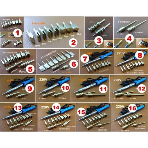 16kinds Leather Craft Brass Soldering Iron Tip Edge Beveler Creaser Marking Press Decorate Tool Set - Carving Stamping Punch Awl