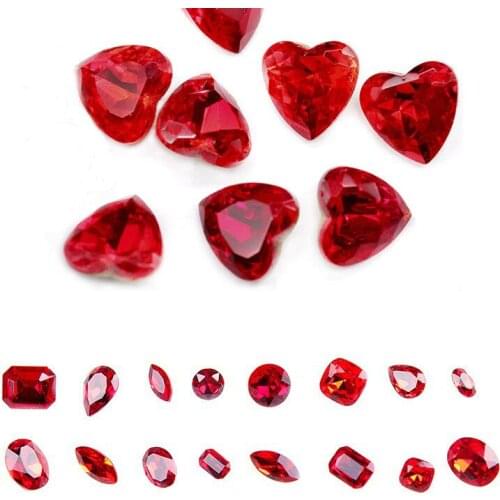 17 Kinds 50pcs New 2018 Sexy China Red Crystal Rhinestones Nail Art Glitter Decoration DIY Square/Oval/Horse Eye Gem /Heart