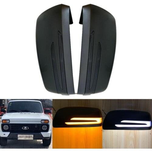 2PCS Car Right & Left Side Rearview Mirror Cover with Turn Signal Lights, Compatible with Lada Niva 1997